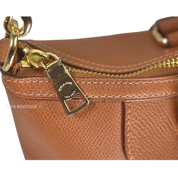 COACH PLEATED TOTE IN CROSSGRAIN LEATHER
F34680 tan/ gold - Picture 5 of 12